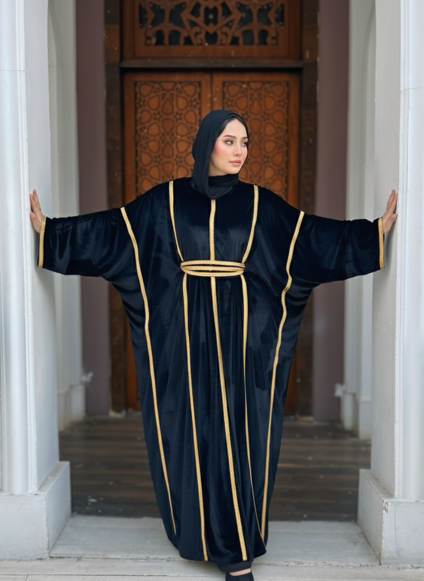 Black Bedouin velvet kaftan