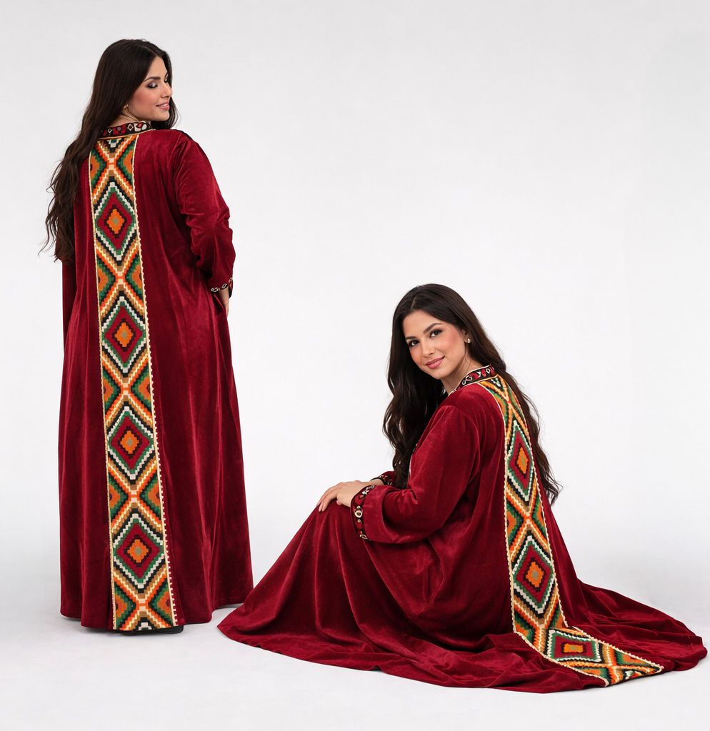 Red Bedouin velvet kaftan