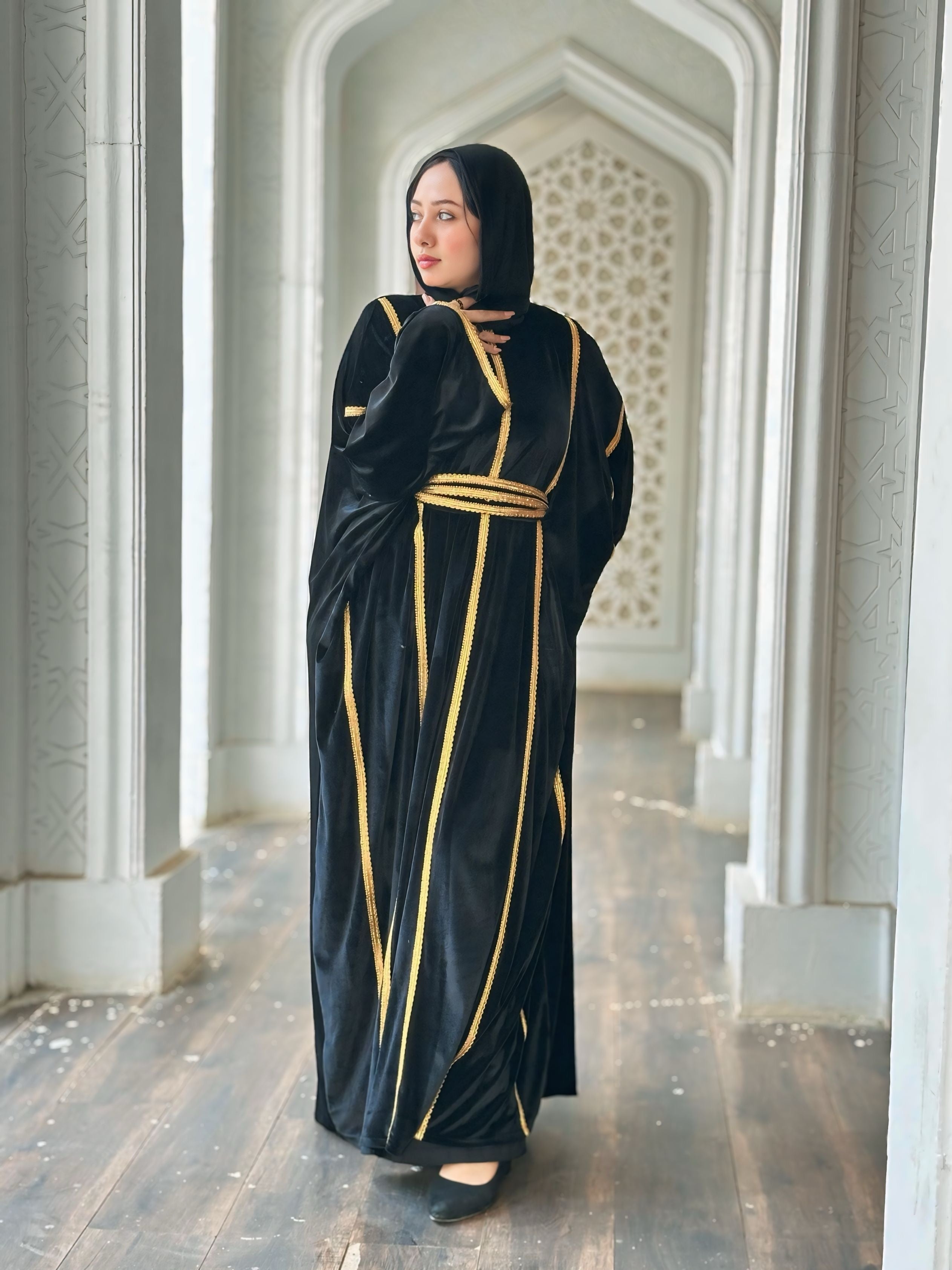 Black Bedouin velvet kaftan