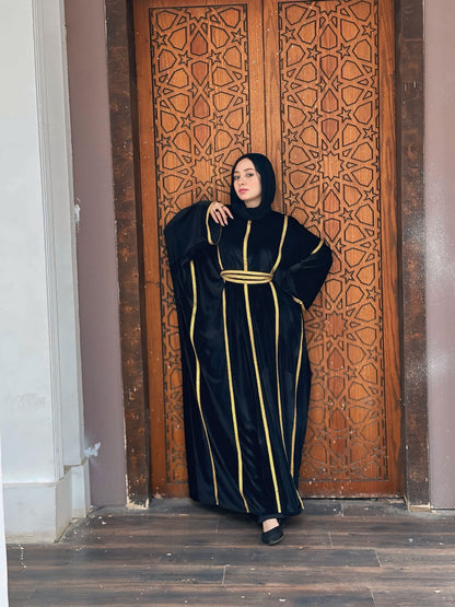 Black Bedouin velvet kaftan