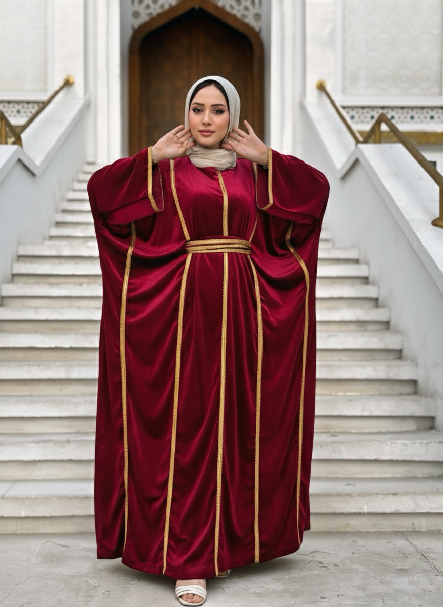 Red Bedouin velvet kaftan