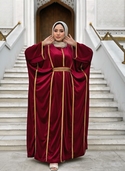 Red Bedouin velvet kaftan