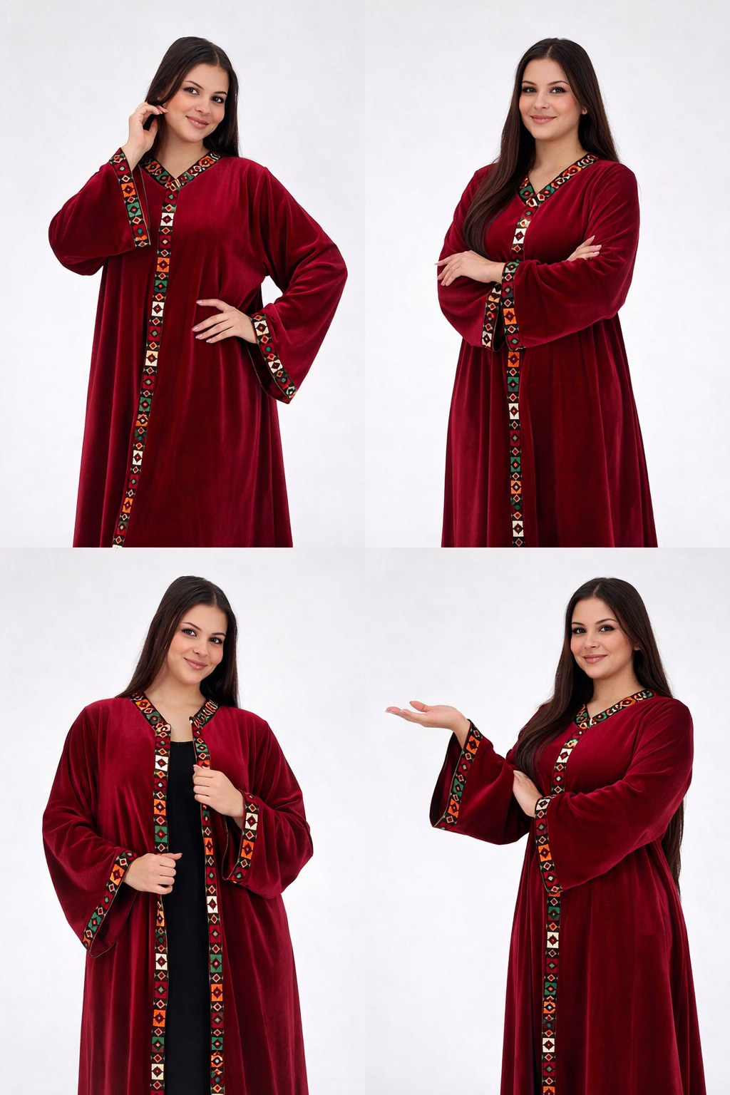 Red Bedouin velvet kaftan