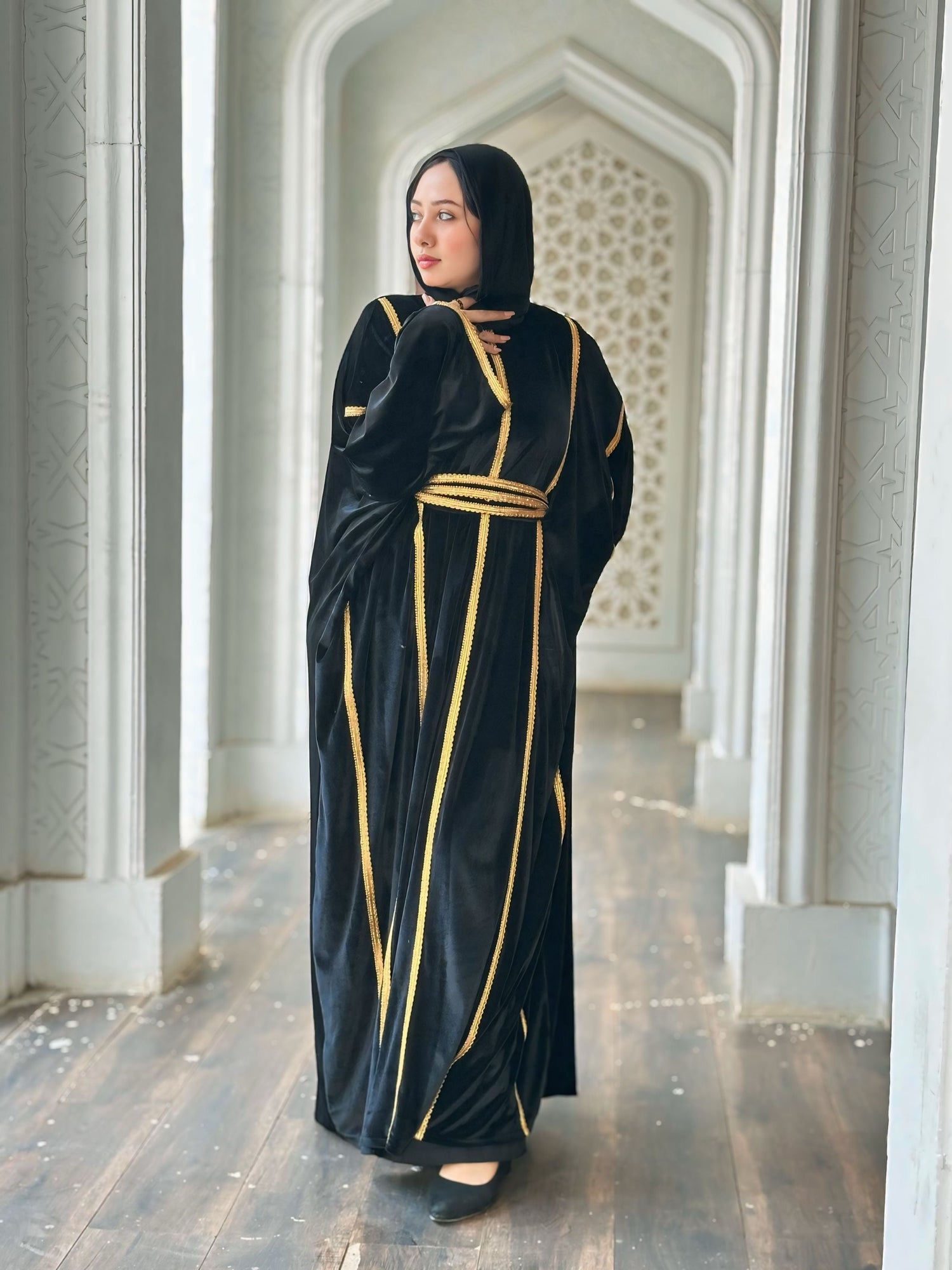 Black Bedouin velvet kaftan