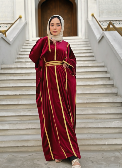 Red Bedouin velvet kaftan