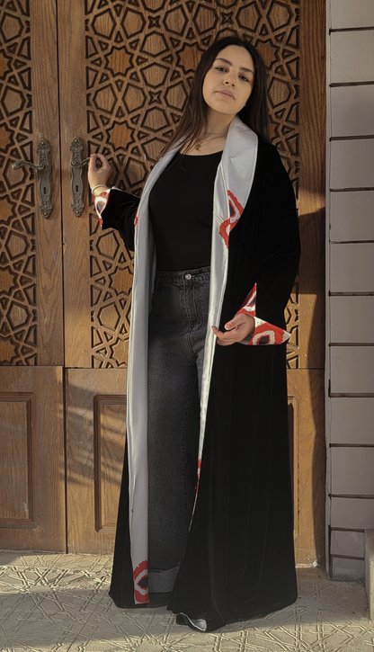 Double face Abaya Velvet &amp;satin with special design