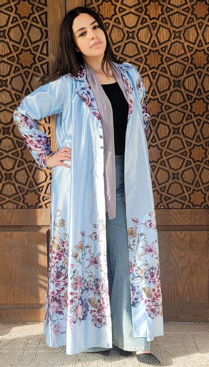 Printed satin Abaya