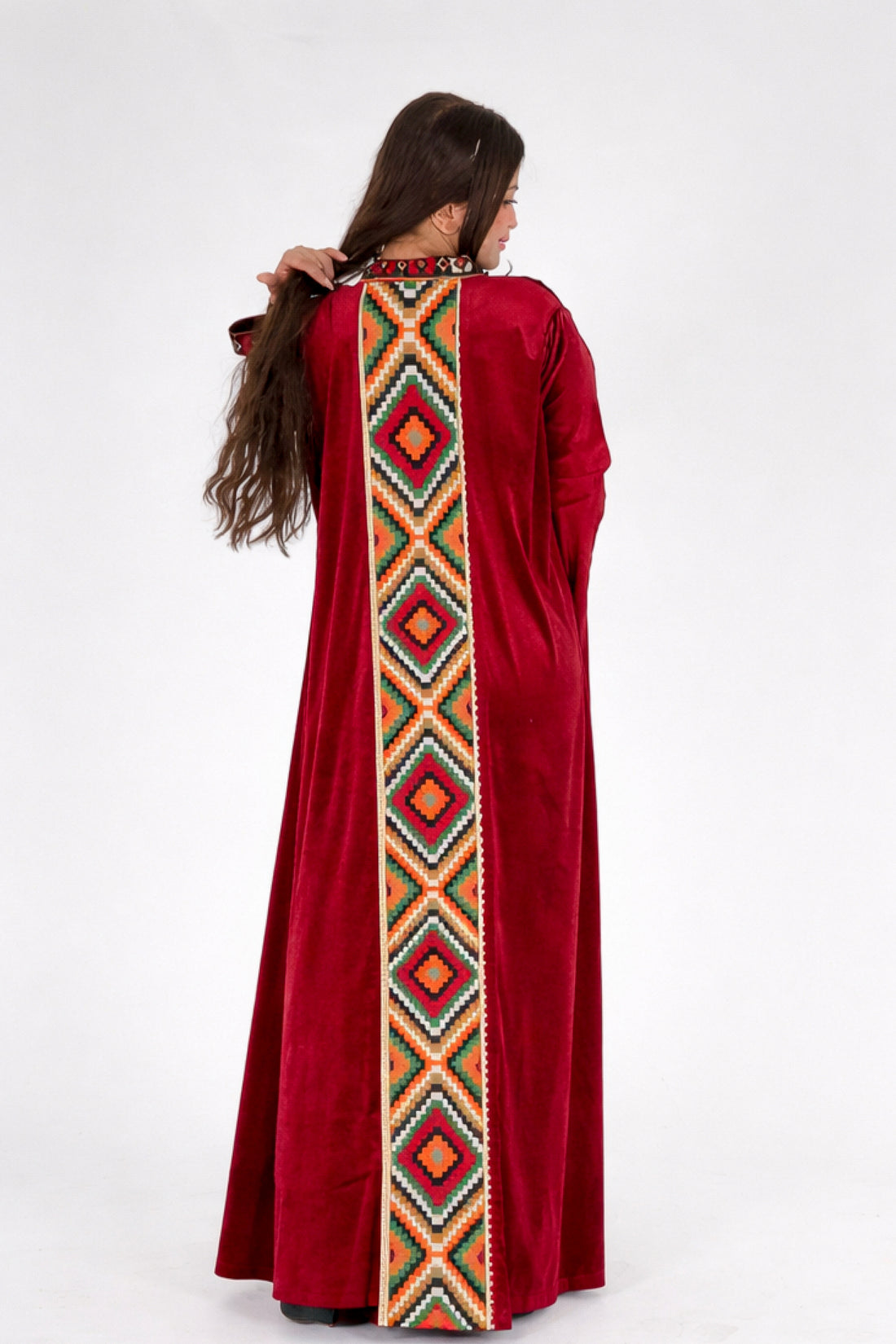Red Bedouin velvet kaftan