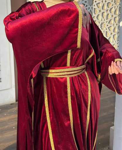 Red Bedouin velvet kaftan